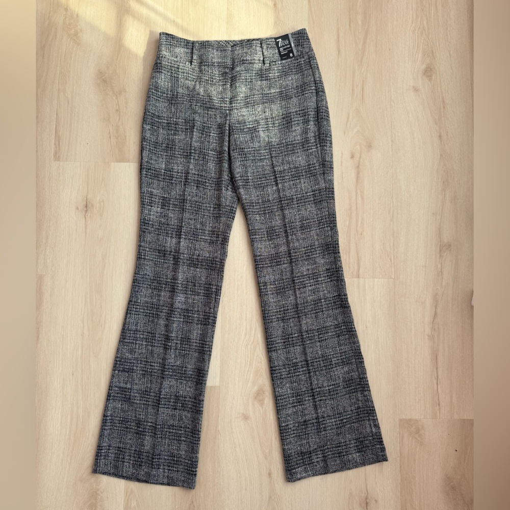 🔖NWT 7th avenue NY Gray Plaid Wide-Leg Pants